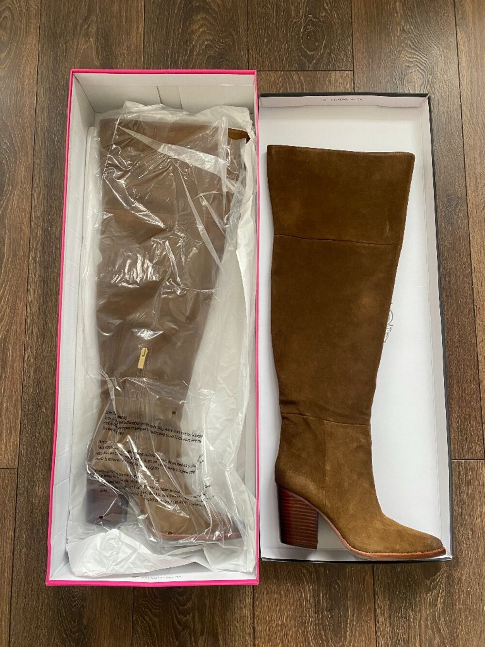 NWT Vince Camuto Paulie2 Wide Calf Brown Leather Suede Over The Knee Boots